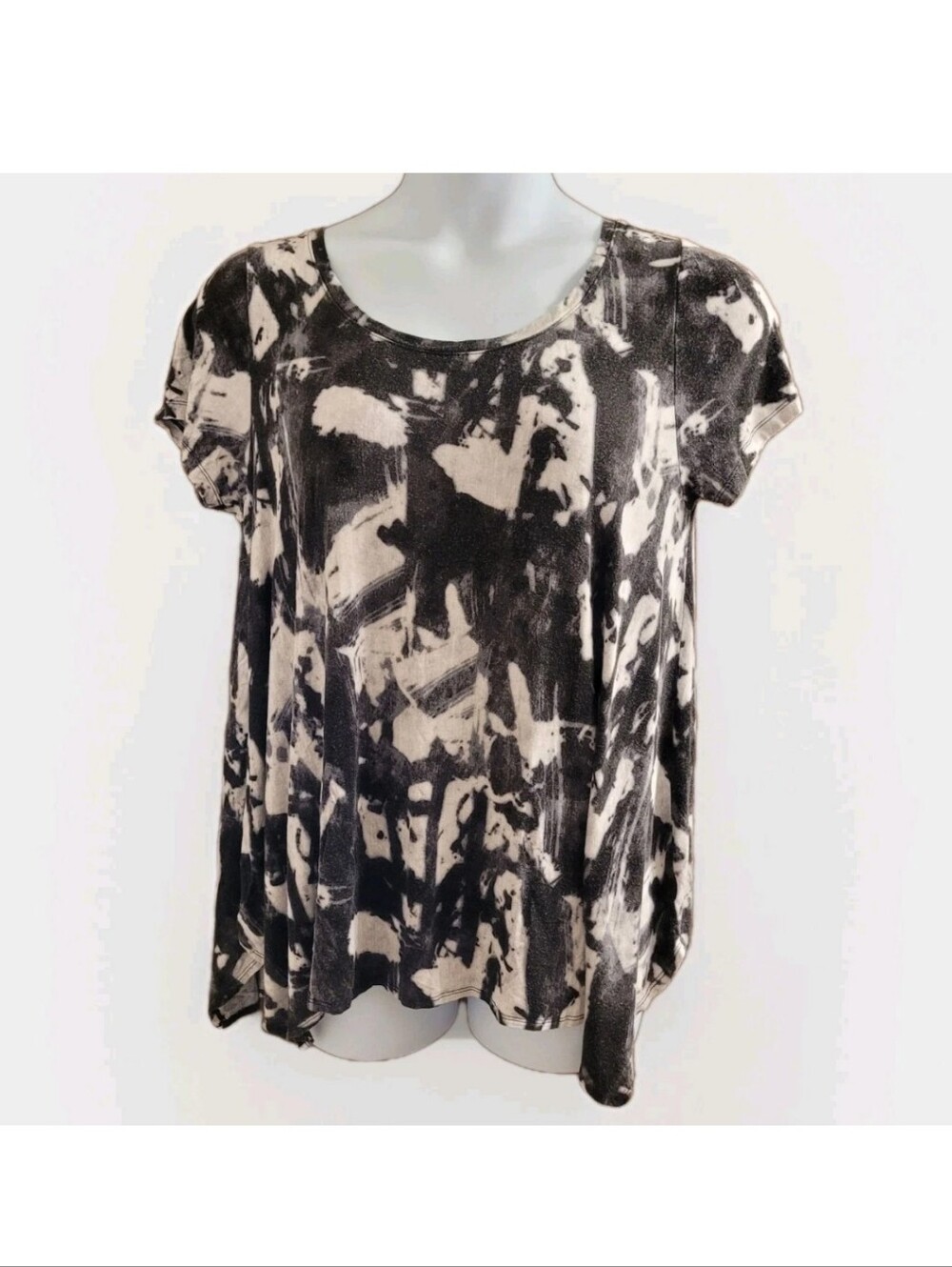 Cynthia Rowley Black & Cream Abstract Short-Sleeve Tee